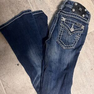 Miss Me Dark Blue Embroidered Bootcut Jeans for Kids